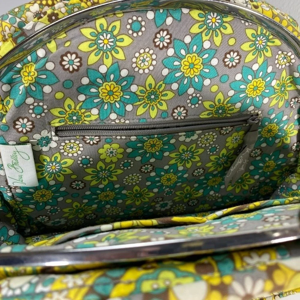 Vera‎ Bradley Limelight Paisley Quilted Kiss Lock Frame Handbag Green Yellow
